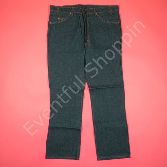 Vintage Levis 517 Bootcut Jeans Mens 40 Blue Raw Denim Orange Tab 80s Deadstock - Picture 2 of 8